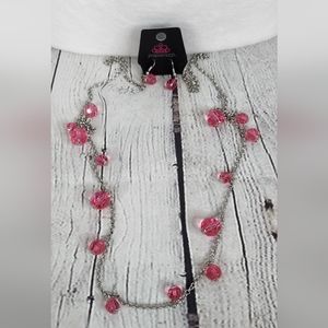 Paparazzi Pink Bead Necklace and Earring set
